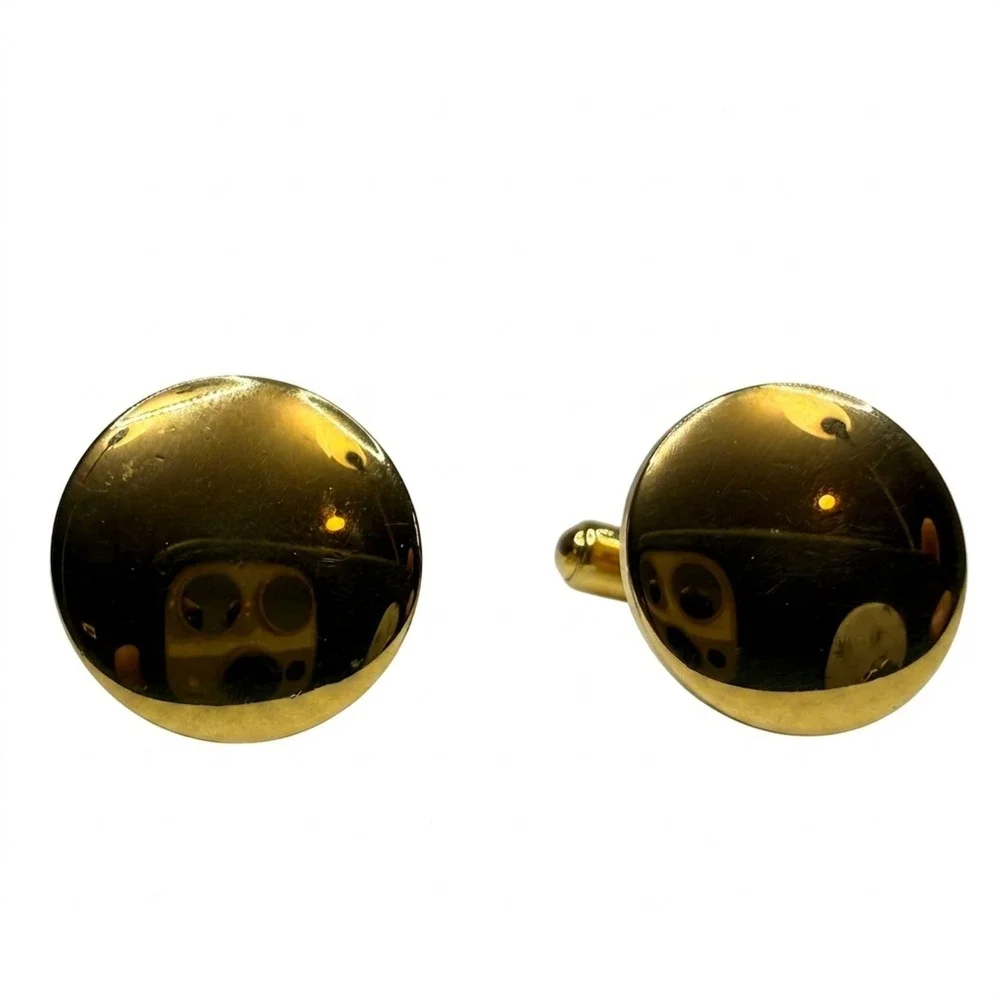 Classic Minimalist Gold Tone Domed Cufflinks Mens Formal Dress Shirt Accessories